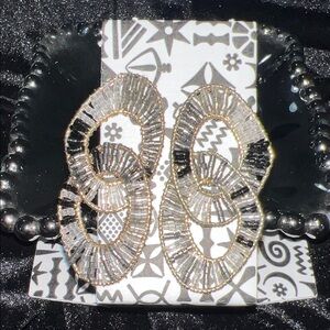 Elegant Silver and Black Hoop Earrings